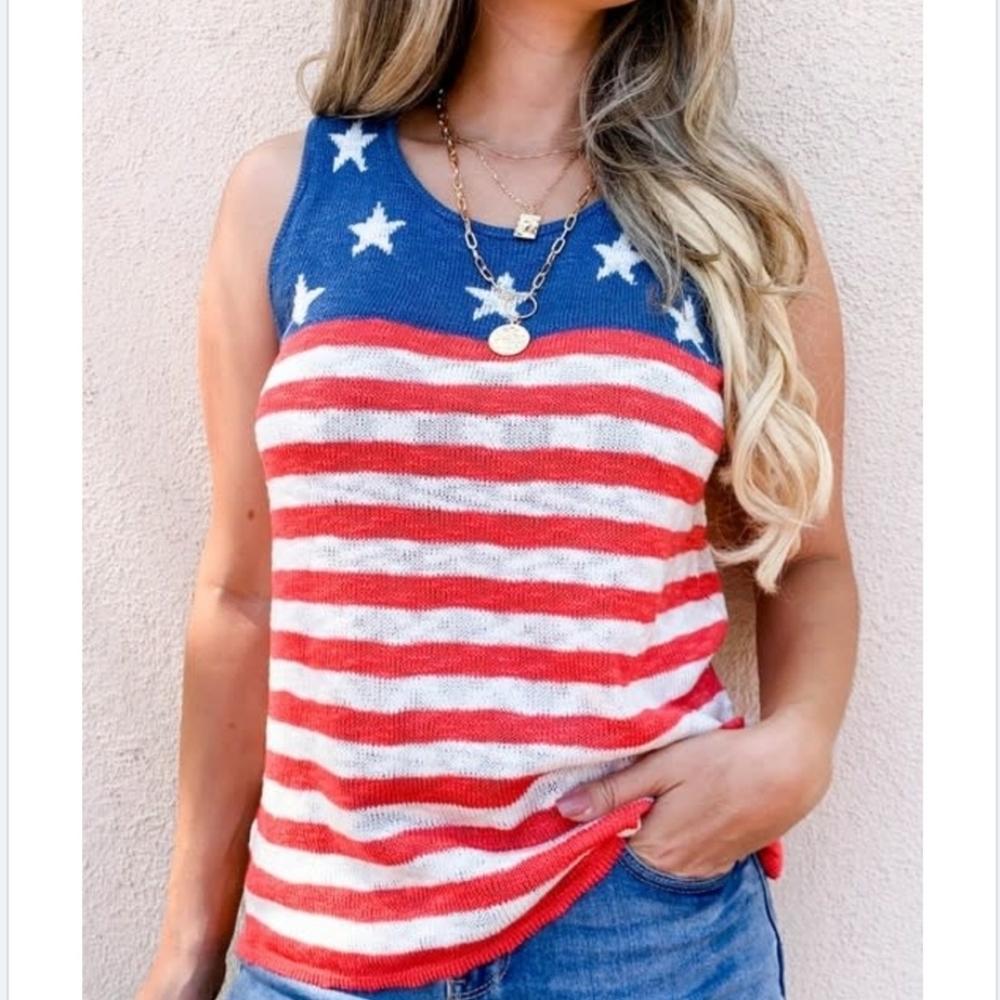 American Flag Knit Tank Top